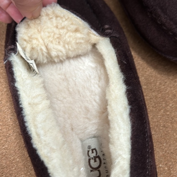 UGG Slippers Size 4 Ascot Loafer Shearling Lined Moccasin Suede Brown 1974 - Picture 14 of 14